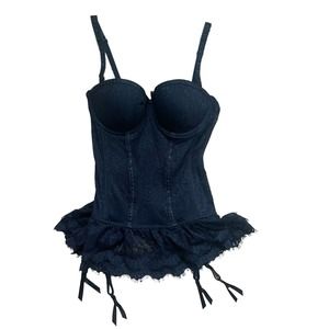 Baci Black Lace Corset Lingerie Top Size Medium
